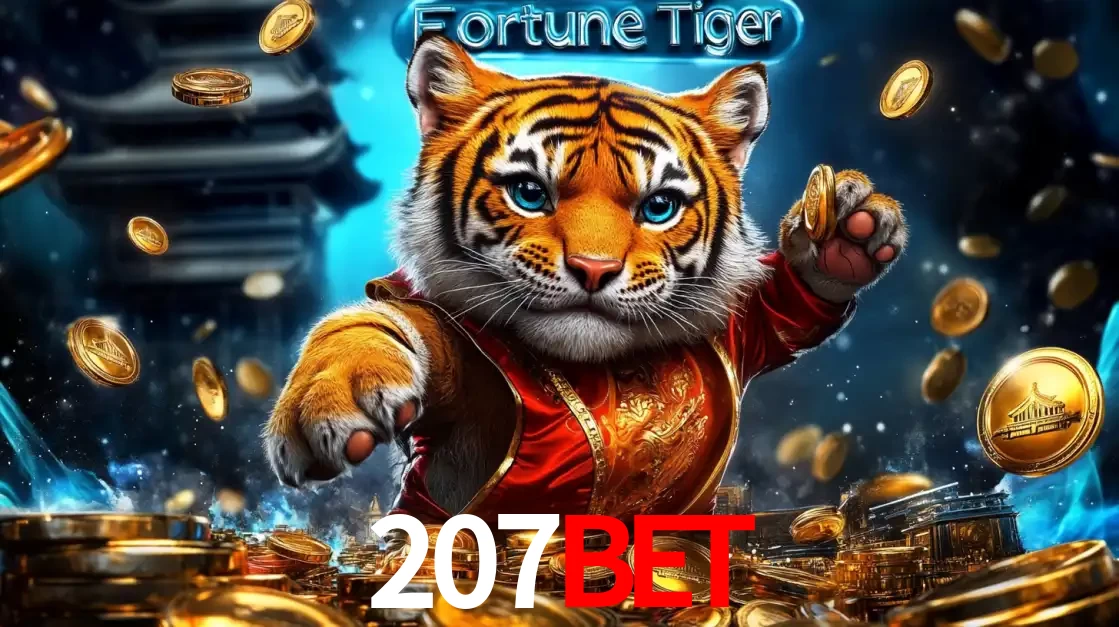 Imagem promocional do jogo de slot Fortune Tiger, com um tigre majestoso em traje tradicional cercado por uma fortuna em moedas de ouro, disponível agora no cassino 207bet.