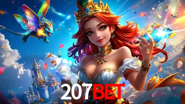 A princesa de um reino de fantasia mágico, com seu pequeno dragão, apresentando um mundo de prêmios encantados nos jogos de caça-níqueis do cassino 207bet.